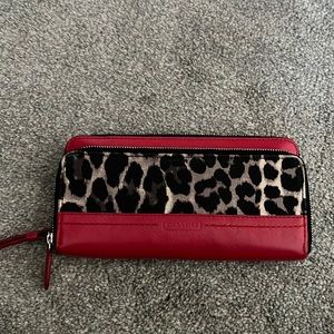 COACH red/leopard wallet